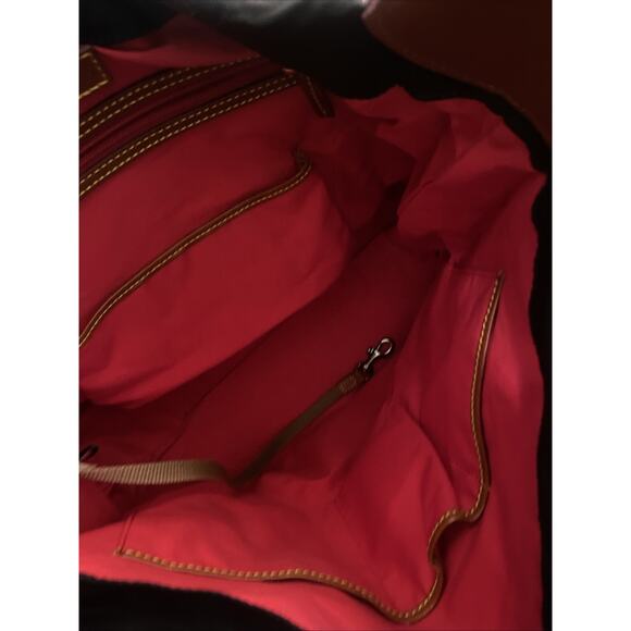 Dooney & Bourke Slouchy Hobo Bag, Logo Lock. Black Nylon, Brown Leather Trim - Picture 8 of 11